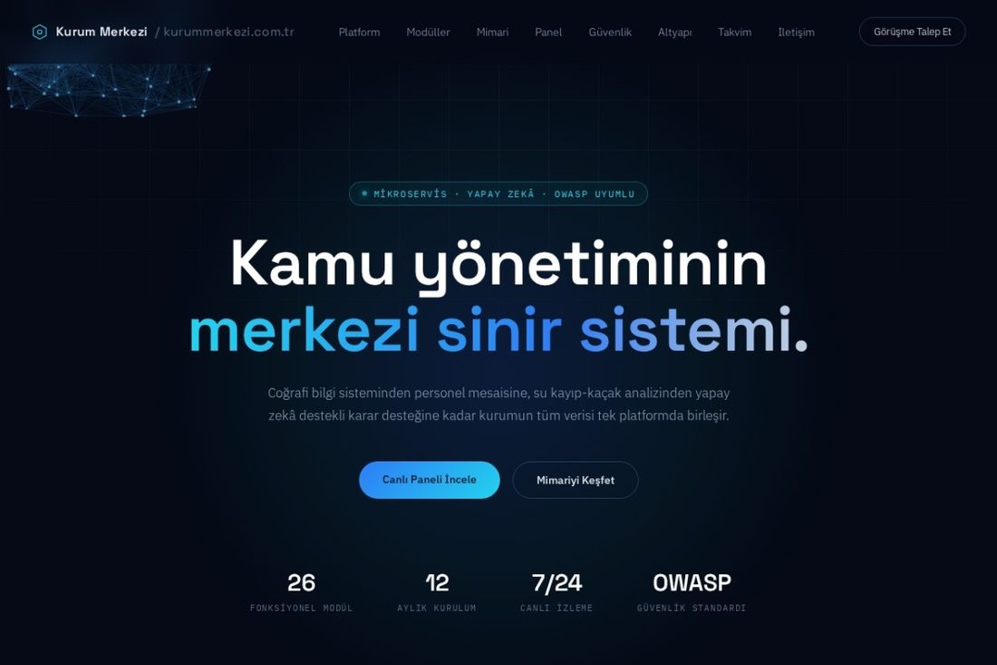Kurum Merkezi kamu yönetim platformu arayüzü
